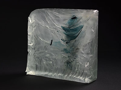 Glasguss-Objekt-blaues und klares Glas